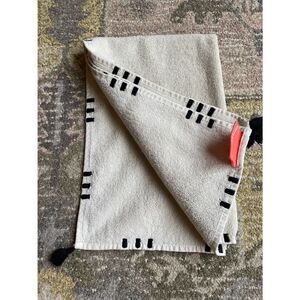 Opalhouse Off White with Black stitch Cotton Hand Towel with Black Tassels